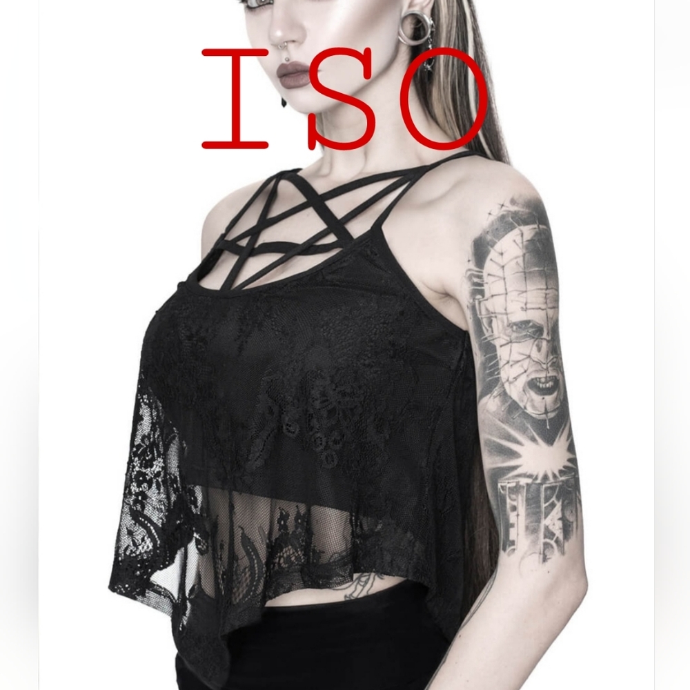 iso killstar midnight sun lace vest size small